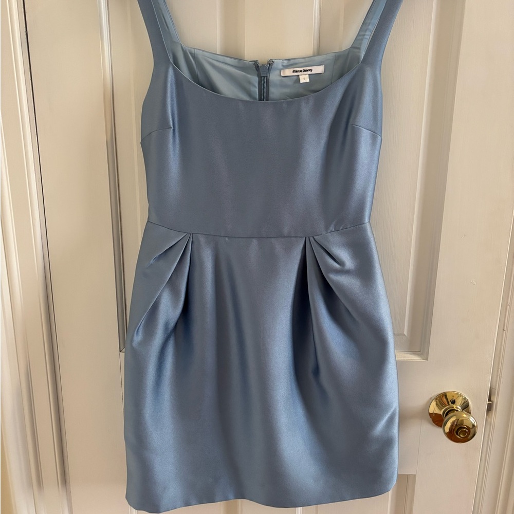 Maison Amory Blue Sleeveless Sheath Dress Square Neck Cocktail